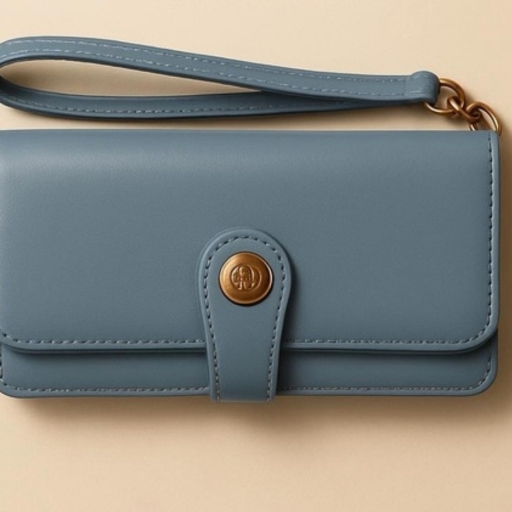 B Amici Blue Crunch Wallet / Wristlet Cardholder With Checkbook NWT